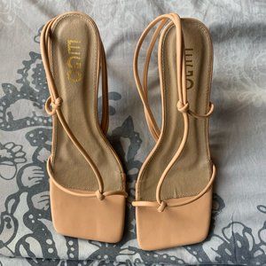 EGO Official (UK 6, US 8) Tan Marble square toe thin block heel